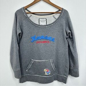 Kansas Jayhawks Scoop Neck Longsleeve Grey Sweatshirt XL Colosseum Athletics